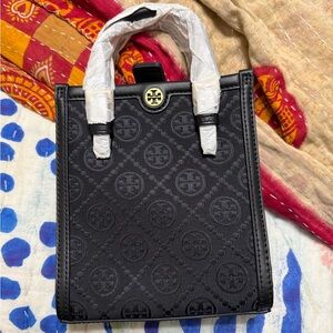 NWT Tory Burch T Monogram Jacquard Mini Tote – Black